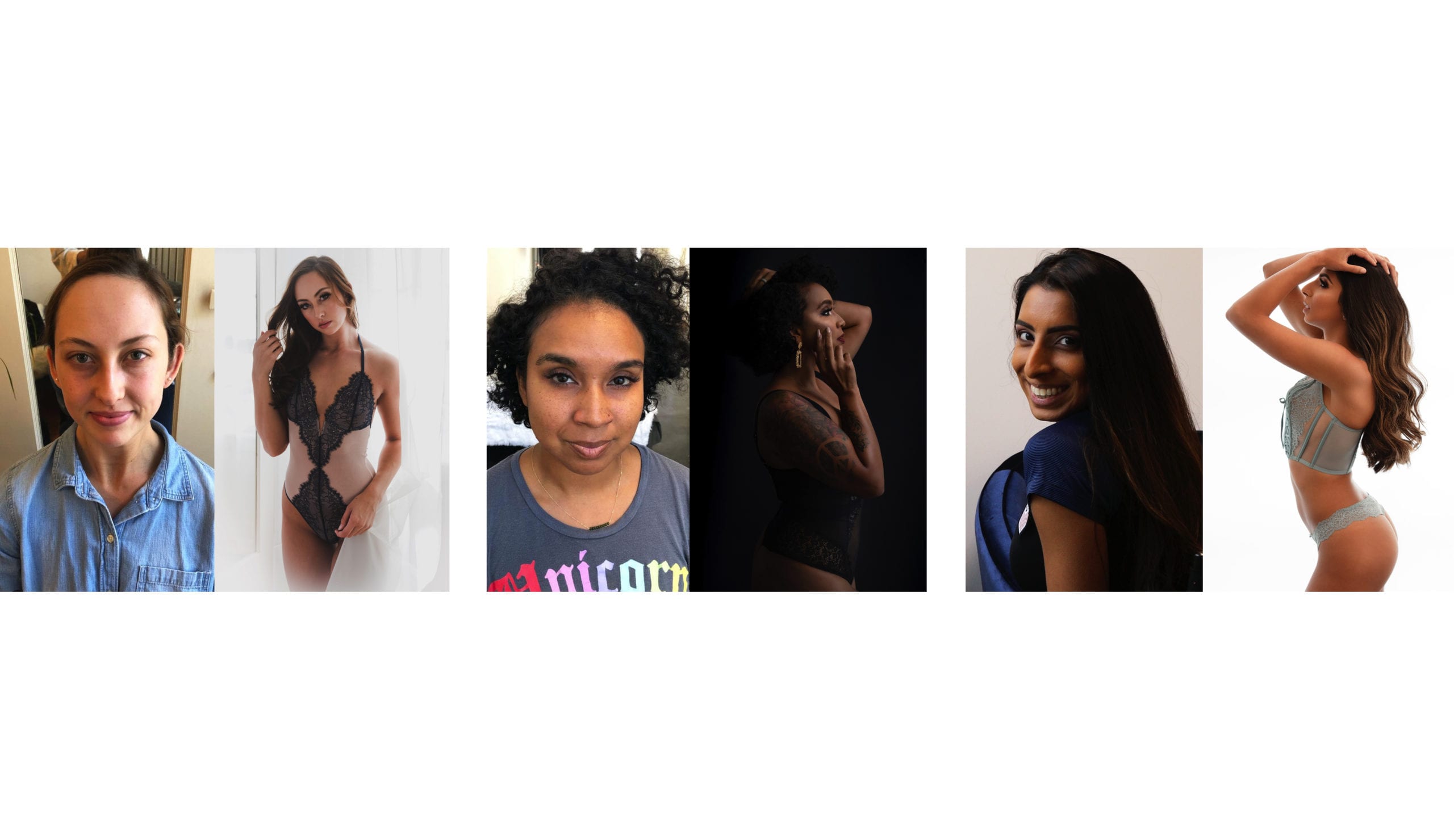 Before and After collage of boudoir photography clients in San Francisco